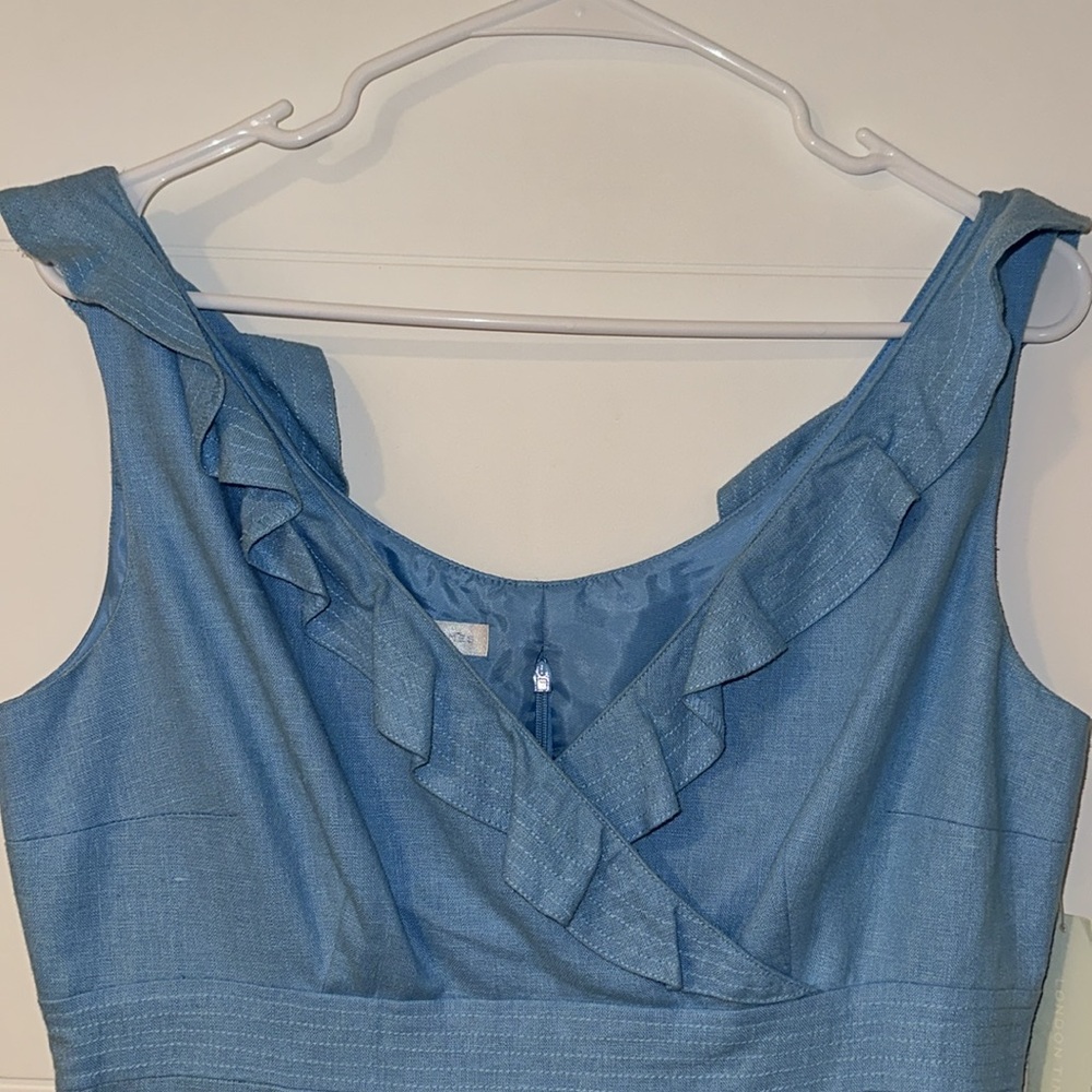 LONDON TIMES Linen Blend Fully Lined Hidden Zipper Sleeveless Dress NWT - Picture 3 of 13